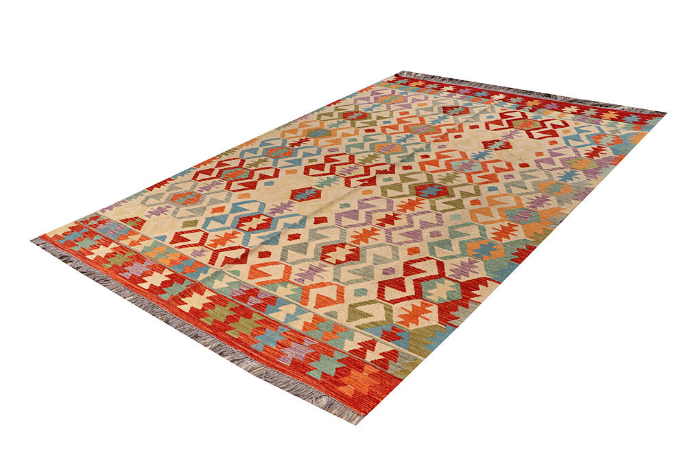 Multi Colored Kilim 6' 4 x 9' 7 - No. 66907 - ALRUG Rug Store