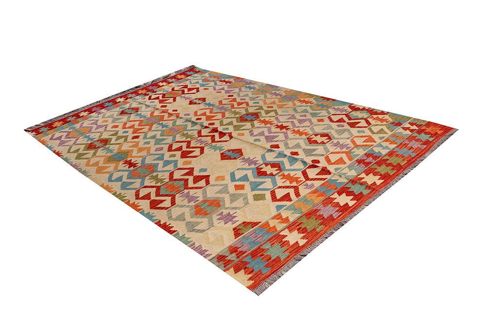 Multi Colored Kilim 6' 4 x 9' 7 - No. 66907 - ALRUG Rug Store