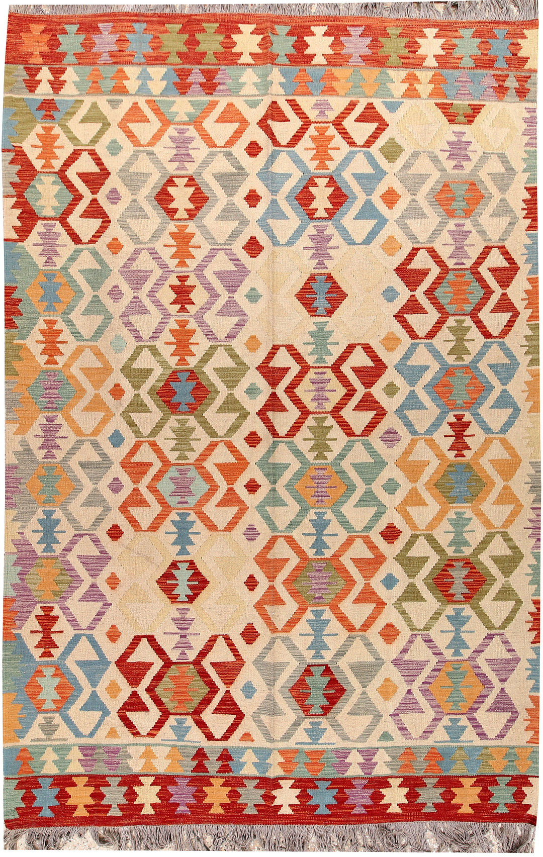 Multi Colored Kilim 6' 4 x 9' 7 - No. 66907 - ALRUG Rug Store