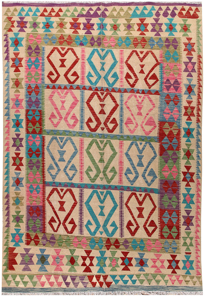 Multi Colored Kilim 6' 7 x 9' 7 - No. 66908 - ALRUG Rug Store