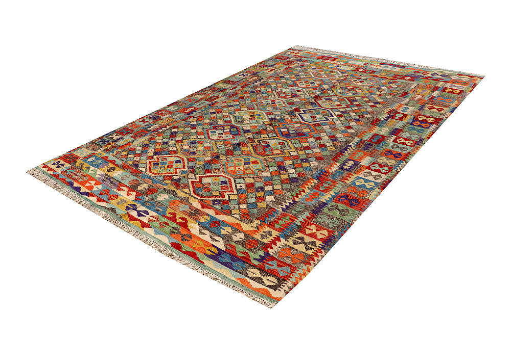 Multi Colored Kilim 6' 6 x 9' 8 - No. 66909 - ALRUG Rug Store