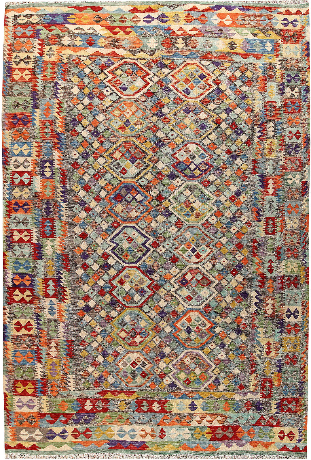 Multi Colored Kilim 6' 6 x 9' 8 - No. 66909 - ALRUG Rug Store