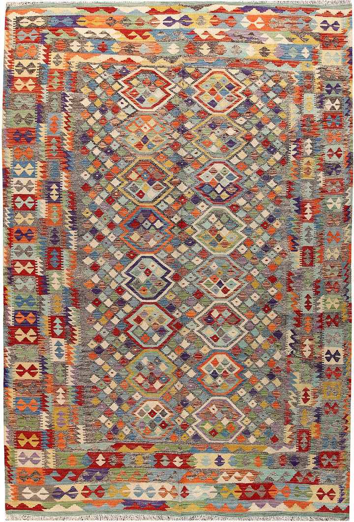 Multi Colored Kilim 6' 6 x 9' 8 - No. 66909 - ALRUG Rug Store