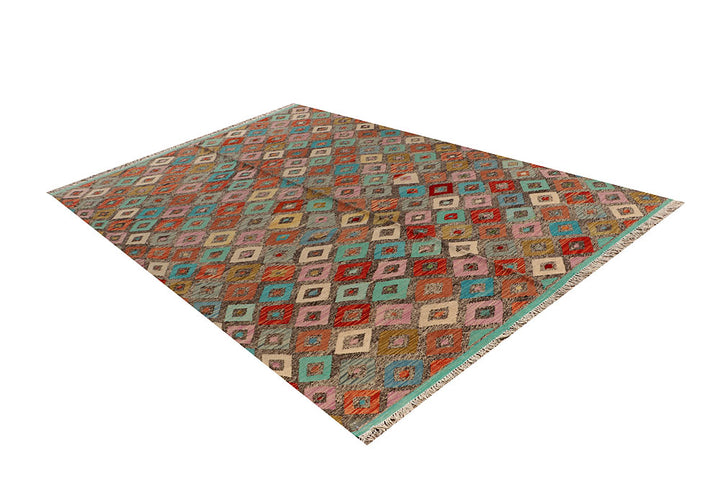 Multi Colored Kilim 6' 5 x 9' 7 - No. 66910 - ALRUG Rug Store