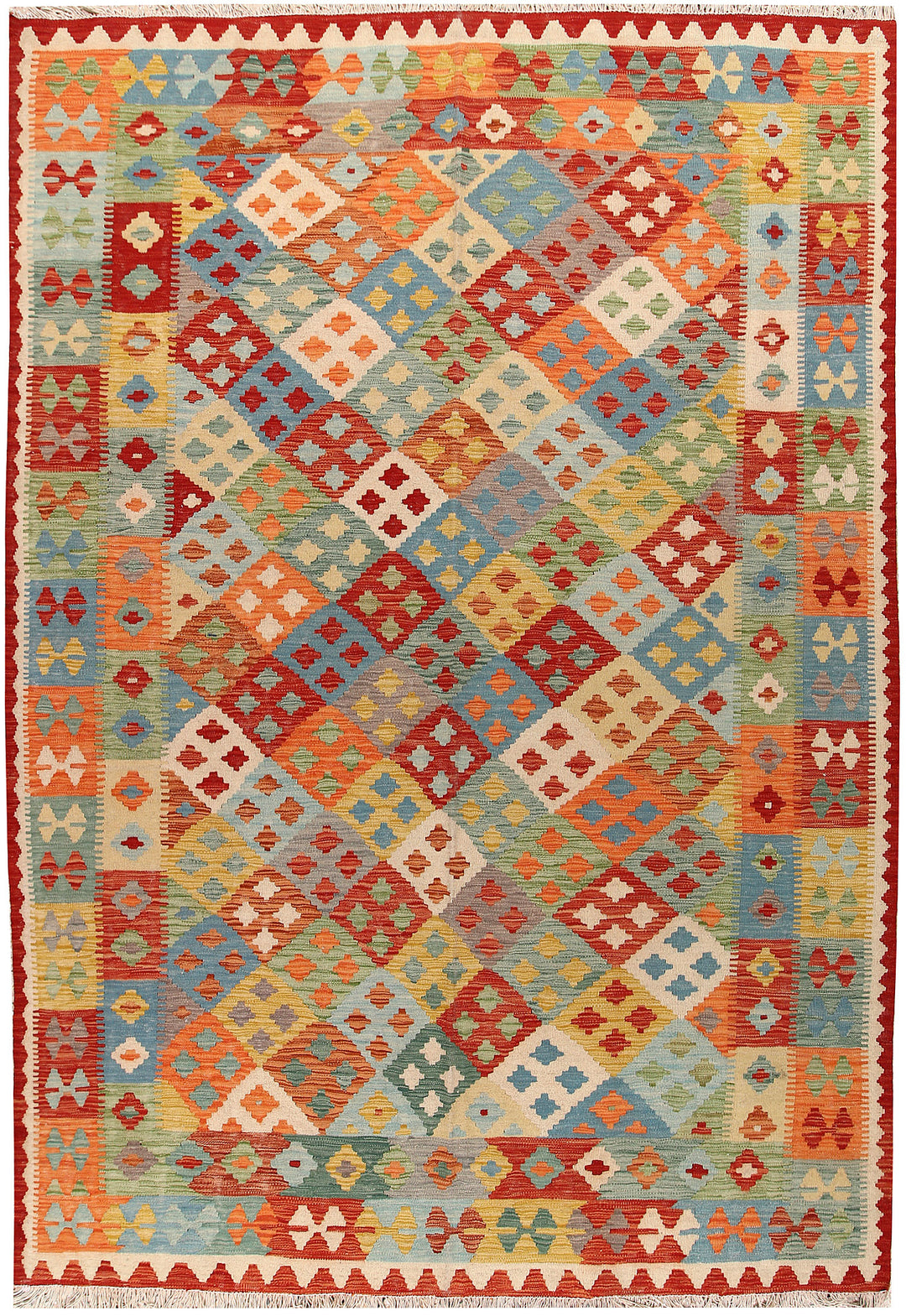 Multi Colored Kilim 6' 8 x 9' 8 - No. 66912 - ALRUG Rug Store