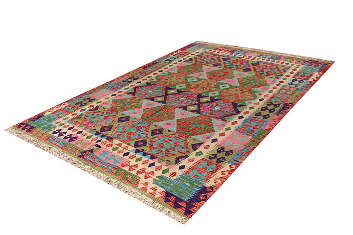Multi Colored Kilim 6' 4 x 9' 5 - No. 66913 - ALRUG Rug Store