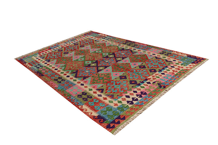 Multi Colored Kilim 6' 4 x 9' 5 - No. 66913 - ALRUG Rug Store