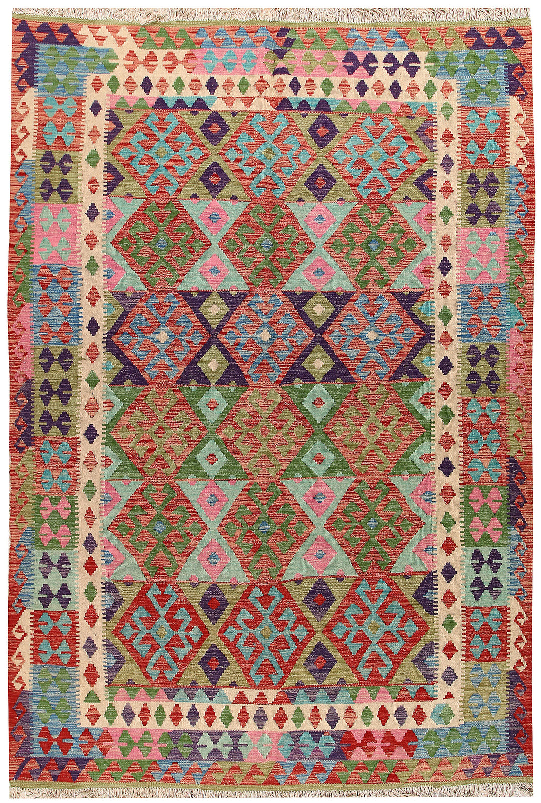 Multi Colored Kilim 6' 4 x 9' 5 - No. 66913 - ALRUG Rug Store