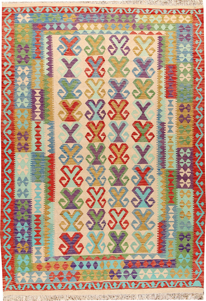 Multi Colored Kilim 6' 6 x 9' 5 - No. 66914 - ALRUG Rug Store