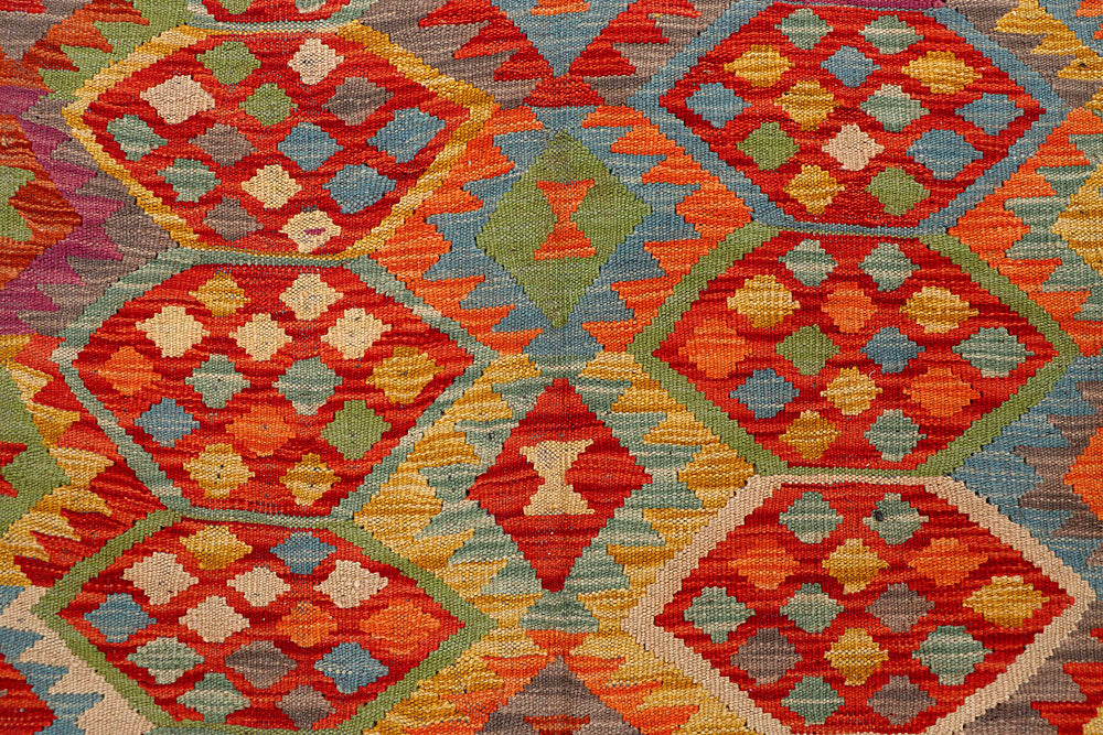 Multi Colored Kilim 6' 8 x 10' - No. 66915 - ALRUG Rug Store