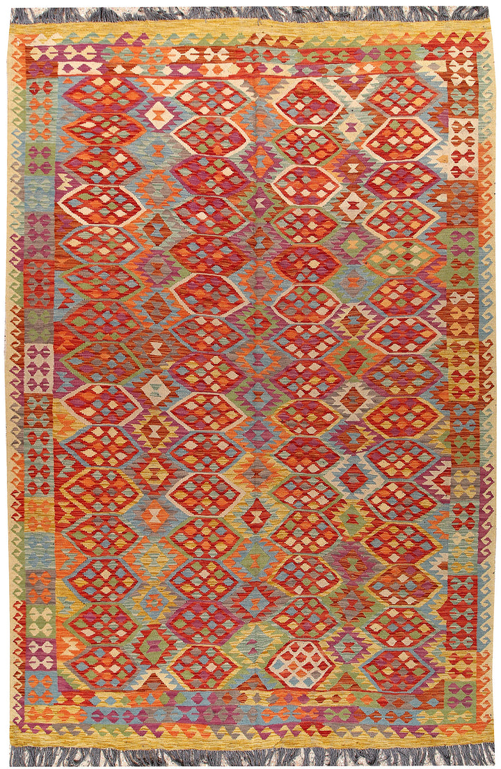Multi Colored Kilim 6' 8 x 10' - No. 66915 - ALRUG Rug Store