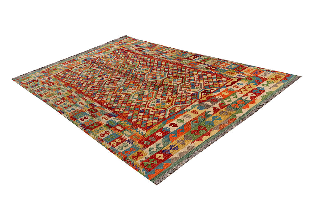 Multi Colored Kilim 6' 6 x 9' 9 - No. 66916 - ALRUG Rug Store