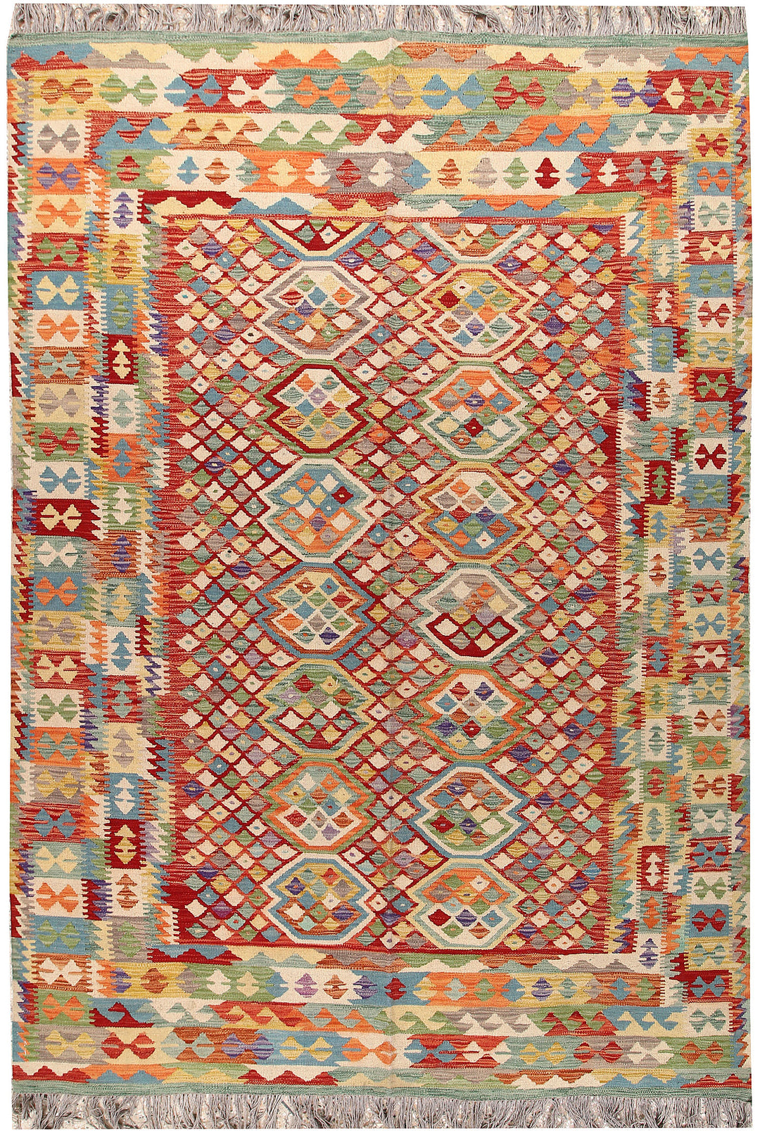 Multi Colored Kilim 6' 6 x 9' 9 - No. 66916 - ALRUG Rug Store