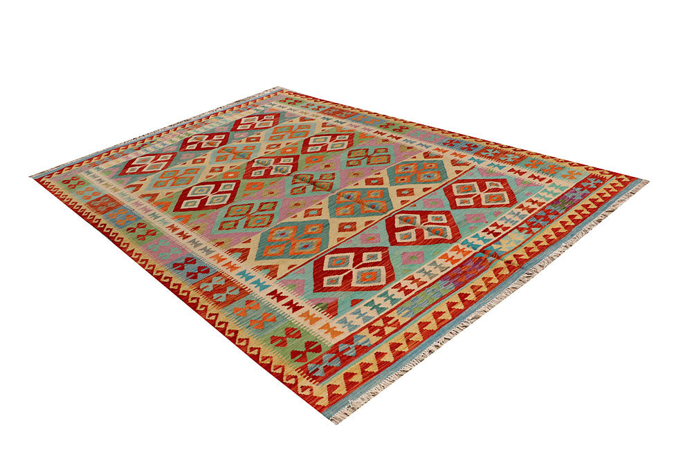 Multi Colored Kilim 6' 6 x 9' 6 - No. 66917 - ALRUG Rug Store