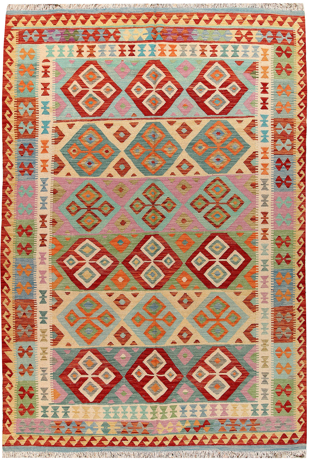 Multi Colored Kilim 6' 6 x 9' 6 - No. 66917 - ALRUG Rug Store