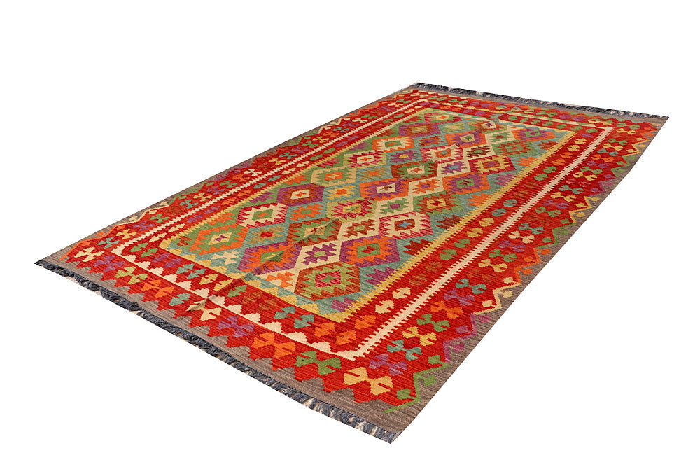 Multi Colored Kilim 6' 5 x 9' 9 - No. 66918 - ALRUG Rug Store