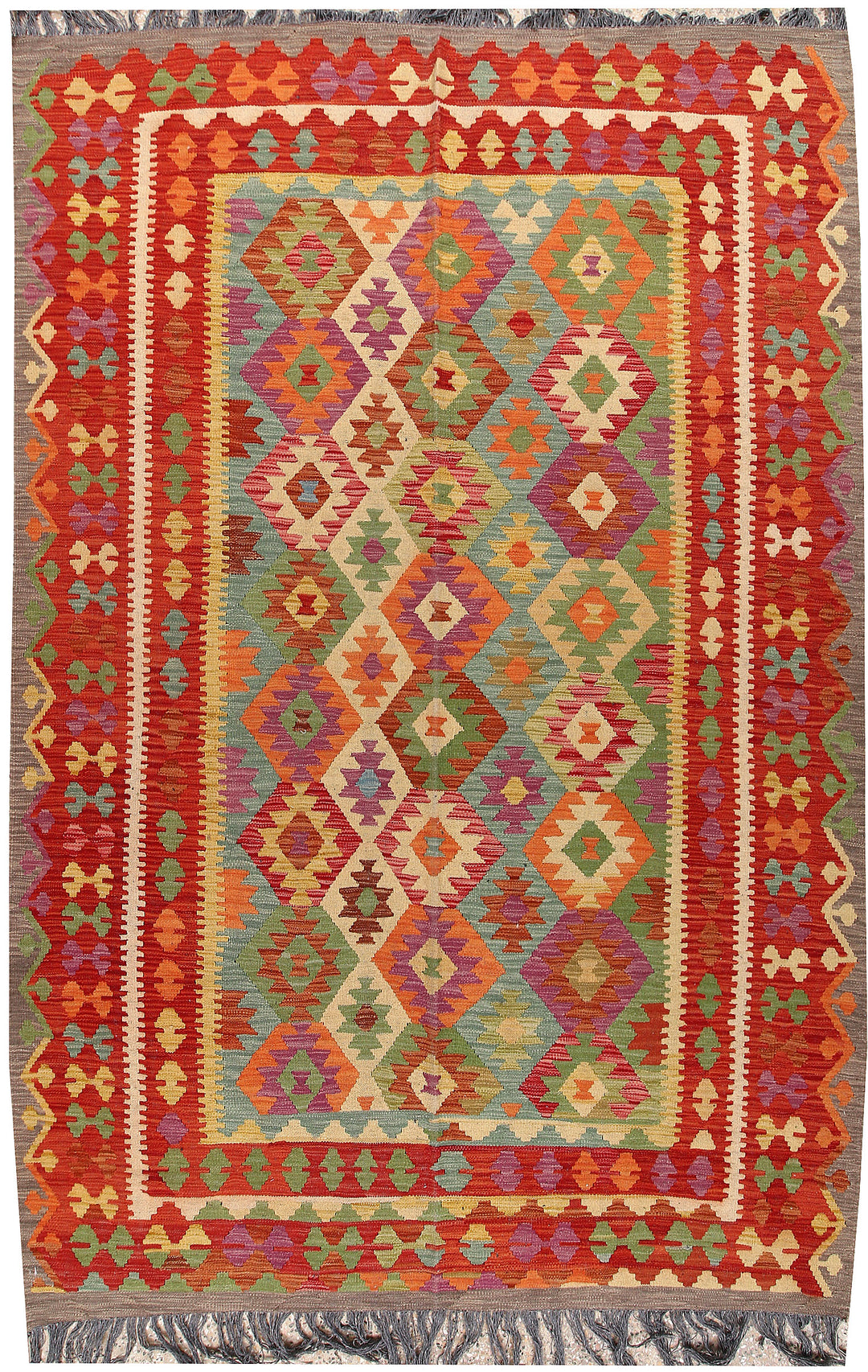 Multi Colored Kilim 6' 5 x 9' 9 - No. 66918 - ALRUG Rug Store