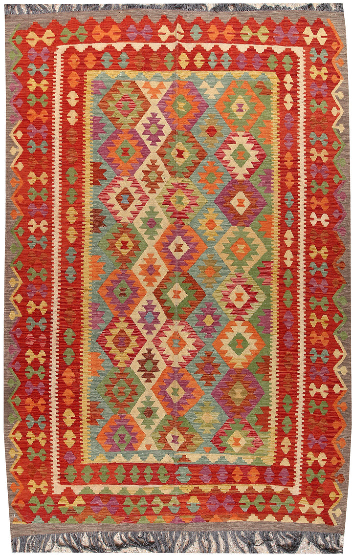 Multi Colored Kilim 6' 5 x 9' 9 - No. 66918 - ALRUG Rug Store