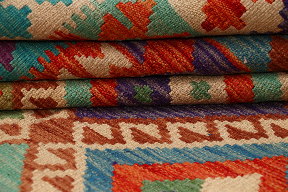 Multi Colored Kilim 6' 5 x 9' 8 - No. 66919 - ALRUG Rug Store