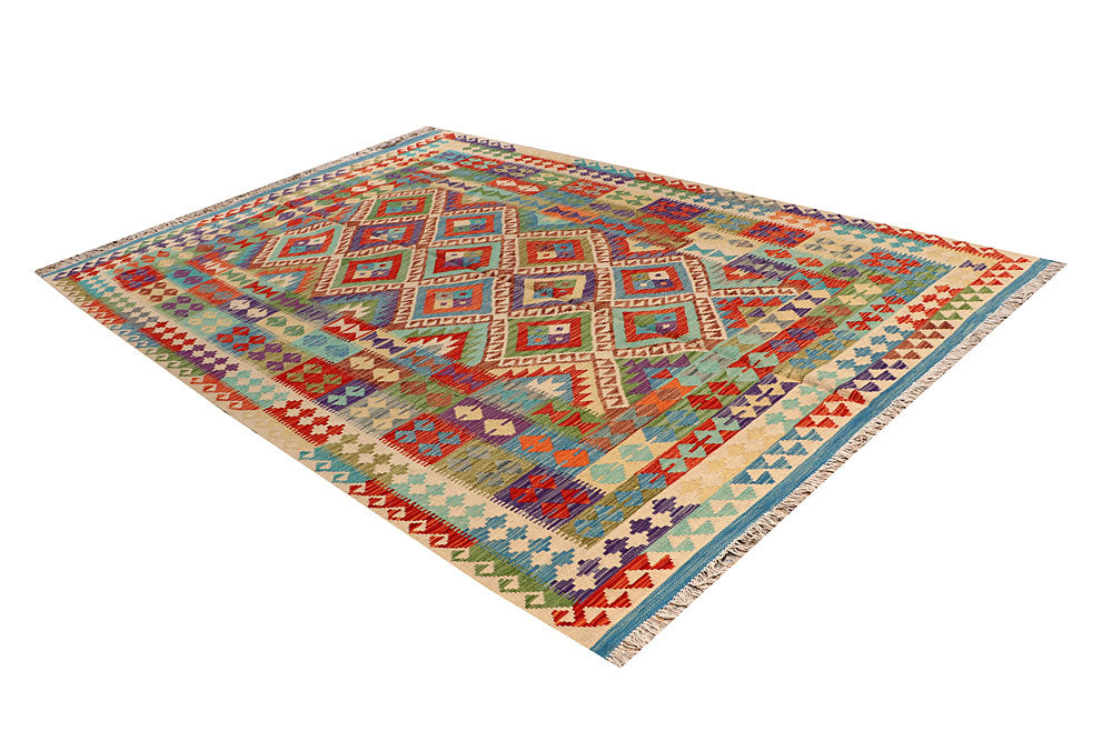 Multi Colored Kilim 6' 5 x 9' 8 - No. 66919 - ALRUG Rug Store