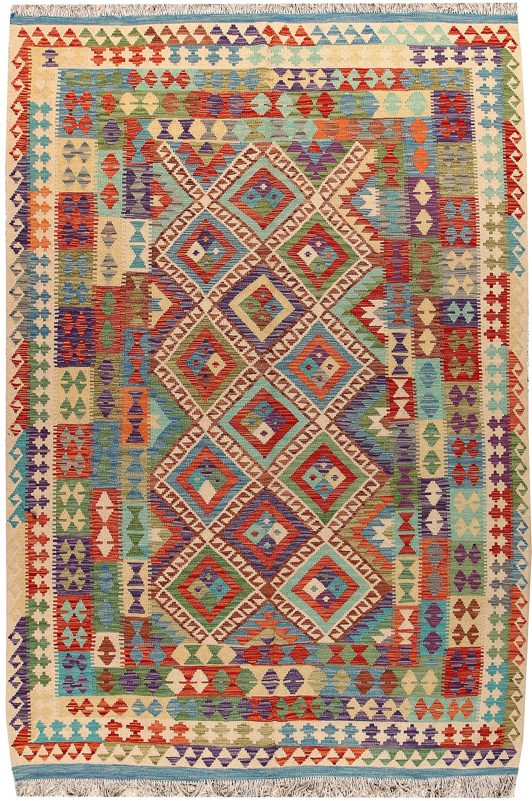 Multi Colored Kilim 6' 5 x 9' 8 - No. 66919 - ALRUG Rug Store