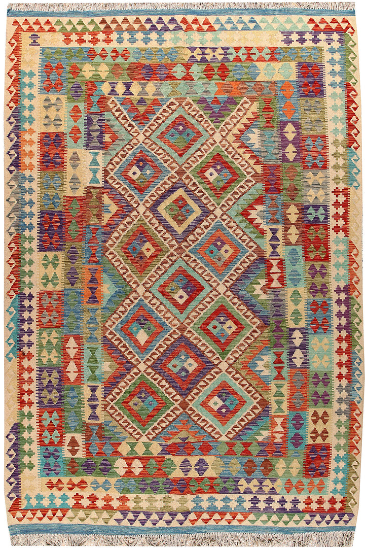 Multi Colored Kilim 6' 5 x 9' 8 - No. 66919 - ALRUG Rug Store