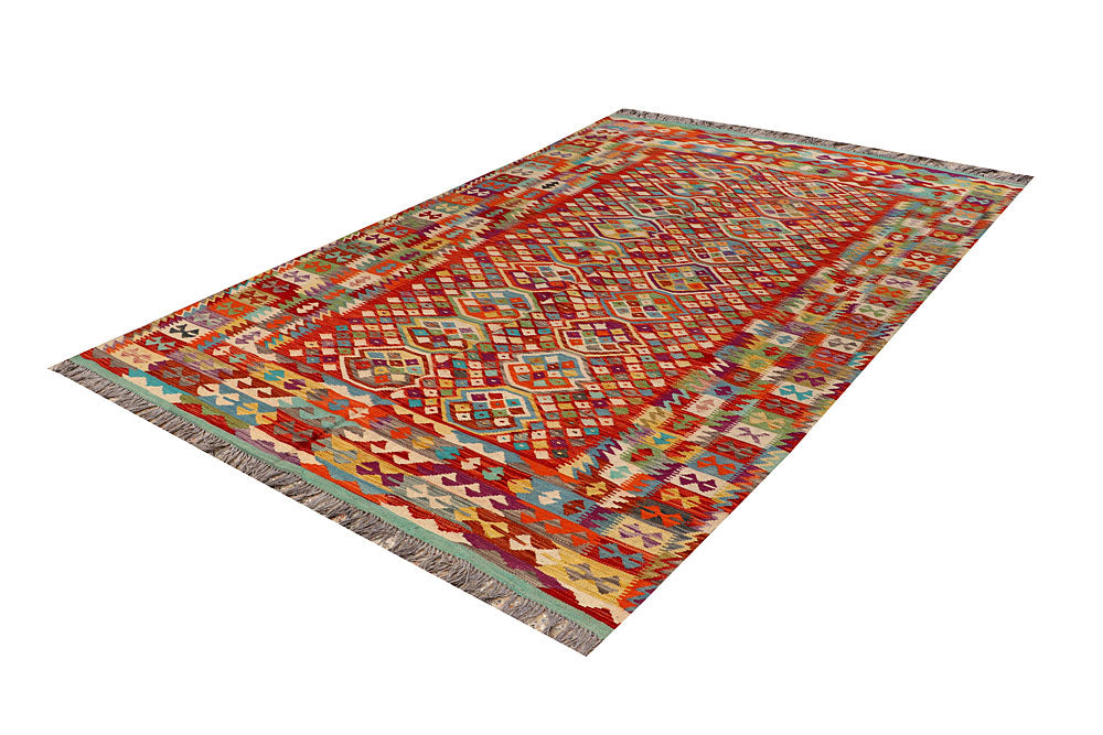 Multi Colored Kilim 6' 7 x 9' 10 - No. 66920 - ALRUG Rug Store