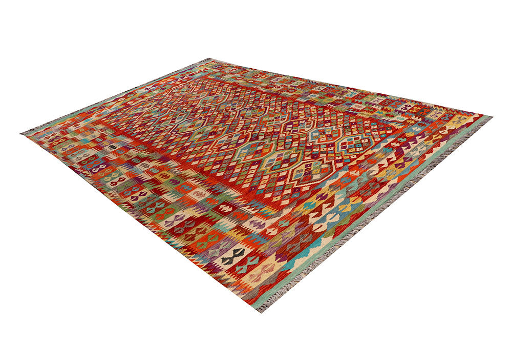 Multi Colored Kilim 6' 7 x 9' 10 - No. 66920 - ALRUG Rug Store