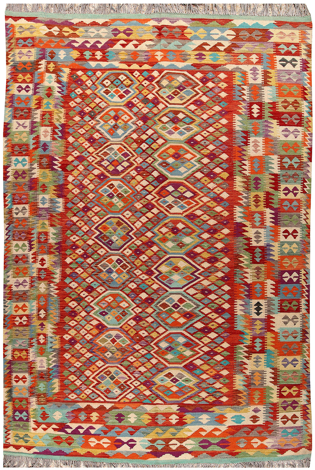Multi Colored Kilim 6' 7 x 9' 10 - No. 66920 - ALRUG Rug Store