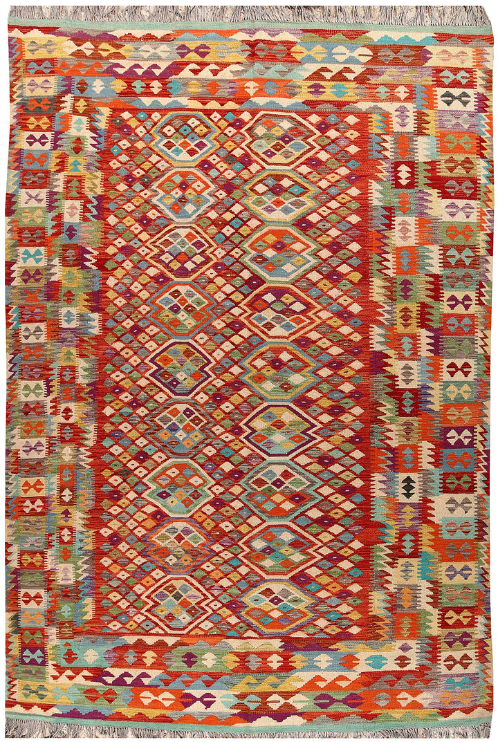 Multi Colored Kilim 6' 7 x 9' 10 - No. 66920 - ALRUG Rug Store