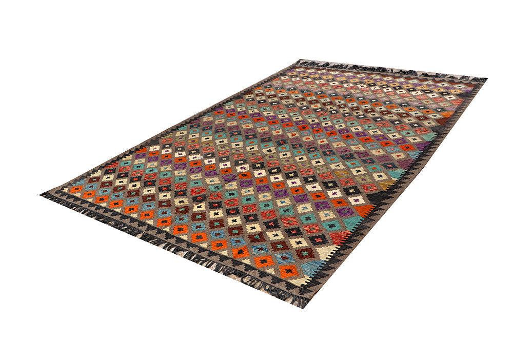 Multi Colored Kilim 6' 5 x 9' 10 - No. 66922 - ALRUG Rug Store