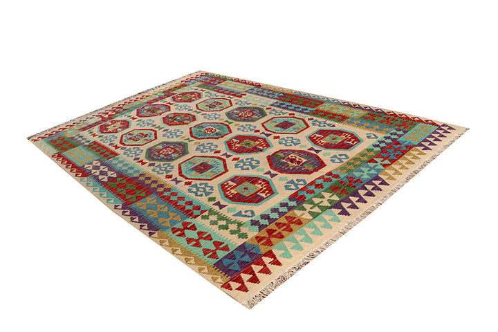 Multi Colored Kilim 6' 8 x 9' 9 - No. 66923 - ALRUG Rug Store