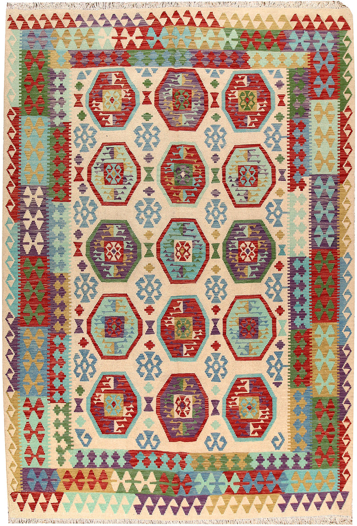 Multi Colored Kilim 6' 8 x 9' 9 - No. 66923 - ALRUG Rug Store