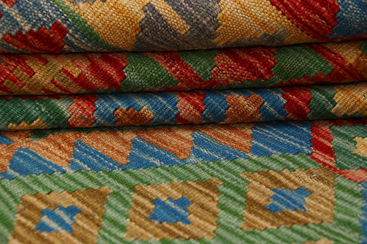 Multi Colored Kilim 6' 7 x 10' - No. 66924 - ALRUG Rug Store