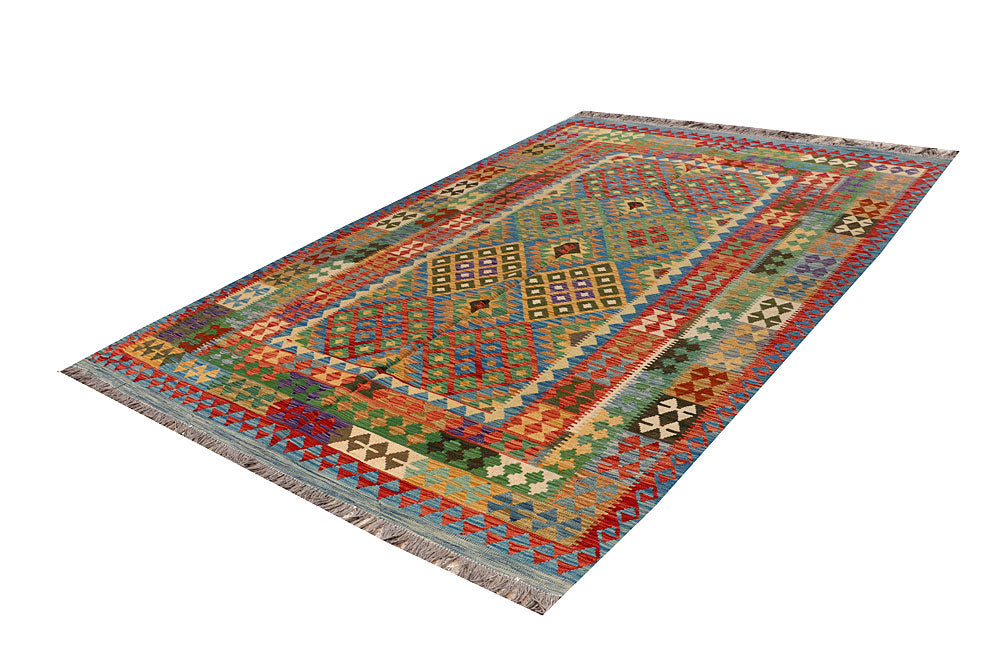 Multi Colored Kilim 6' 7 x 10' - No. 66924 - ALRUG Rug Store