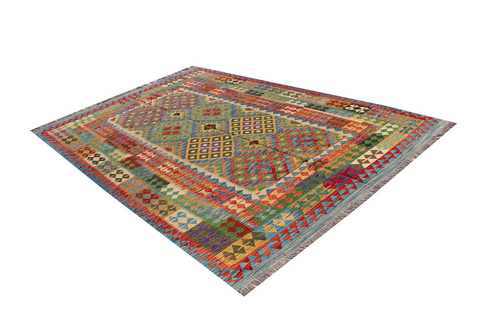 Multi Colored Kilim 6' 7 x 10' - No. 66924 - ALRUG Rug Store