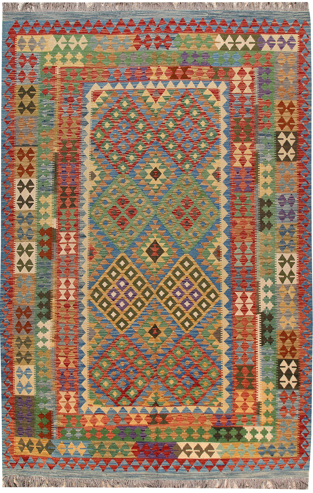 Multi Colored Kilim 6' 7 x 10' - No. 66924 - ALRUG Rug Store