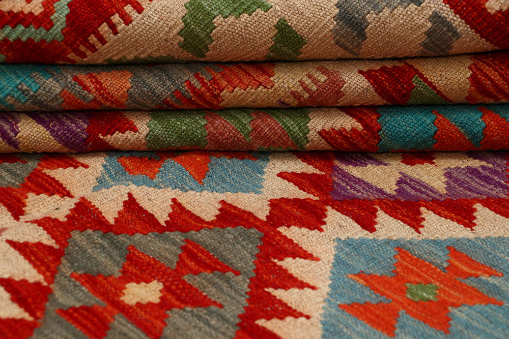 Multi Colored Kilim 6' 8 x 9' 11 - No. 66926 - ALRUG Rug Store