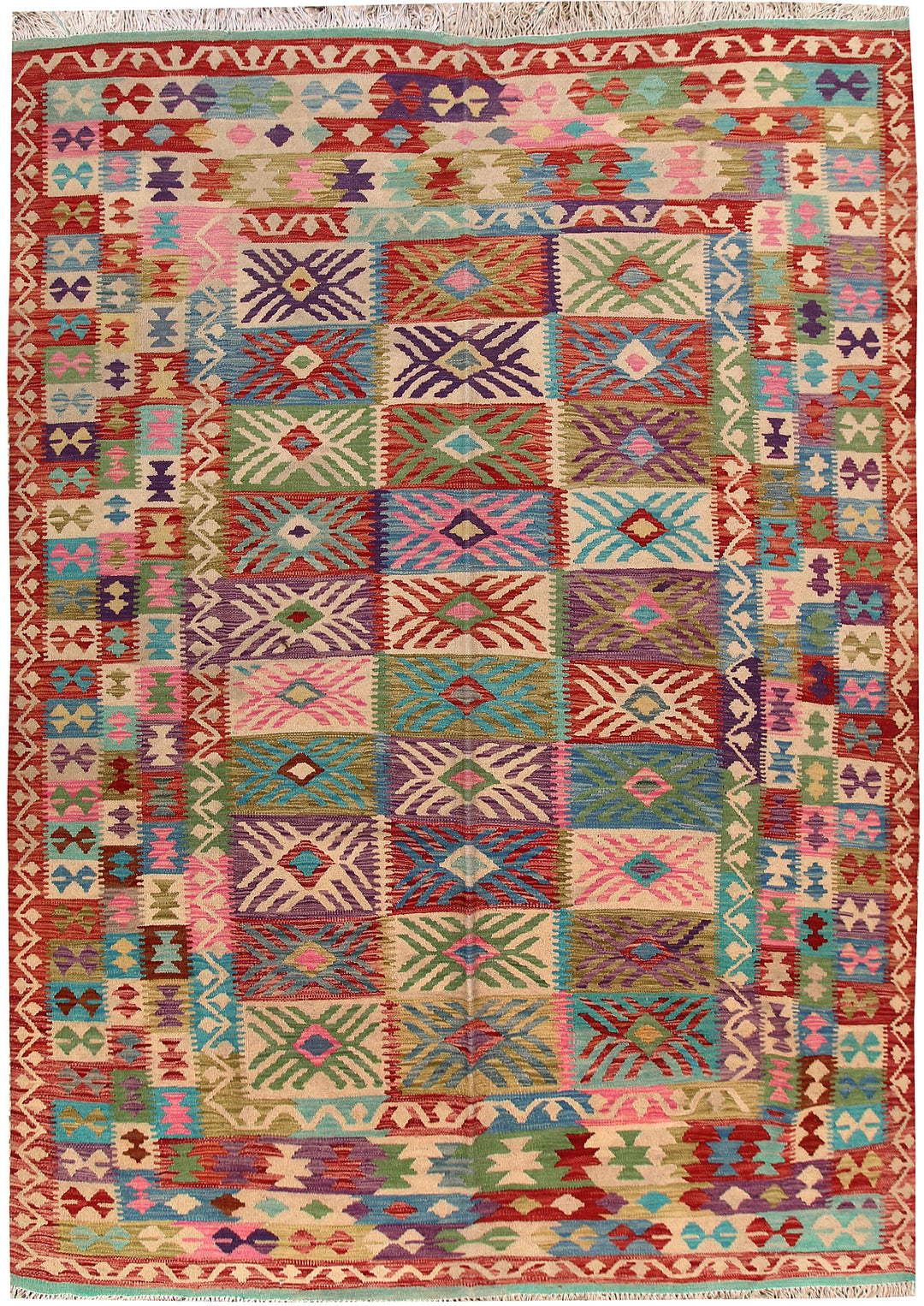 Multi Colored Kilim 6' 5 x 9' 5 - No. 66927 - ALRUG Rug Store