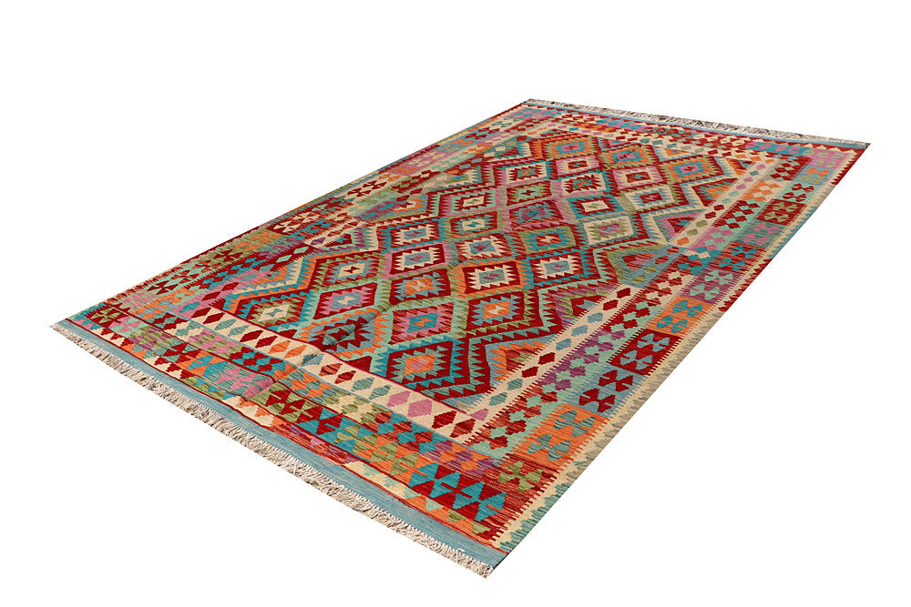 Multi Colored Kilim 6' 5 x 9' 7 - No. 66928 - ALRUG Rug Store