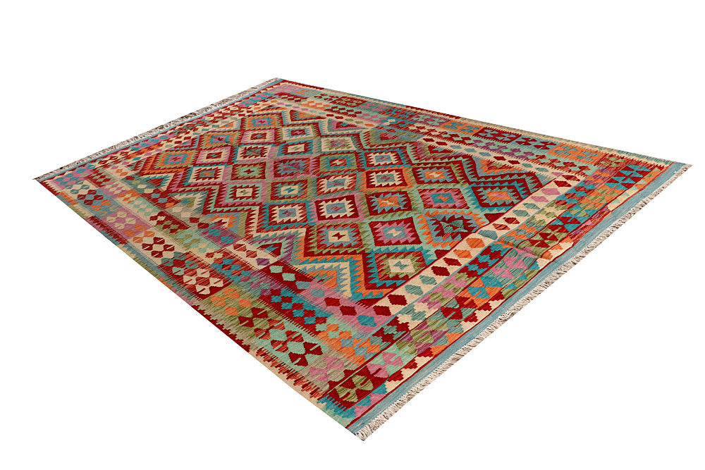 Multi Colored Kilim 6' 5 x 9' 7 - No. 66928 - ALRUG Rug Store