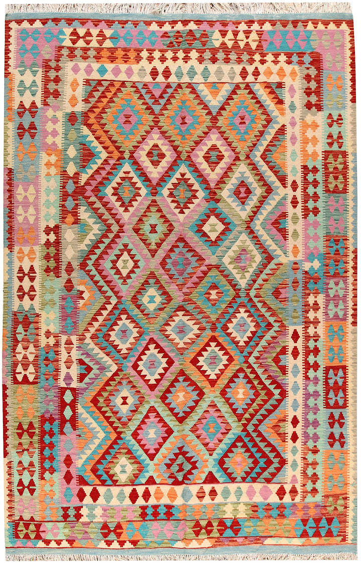 Multi Colored Kilim 6' 5 x 9' 7 - No. 66928 - ALRUG Rug Store