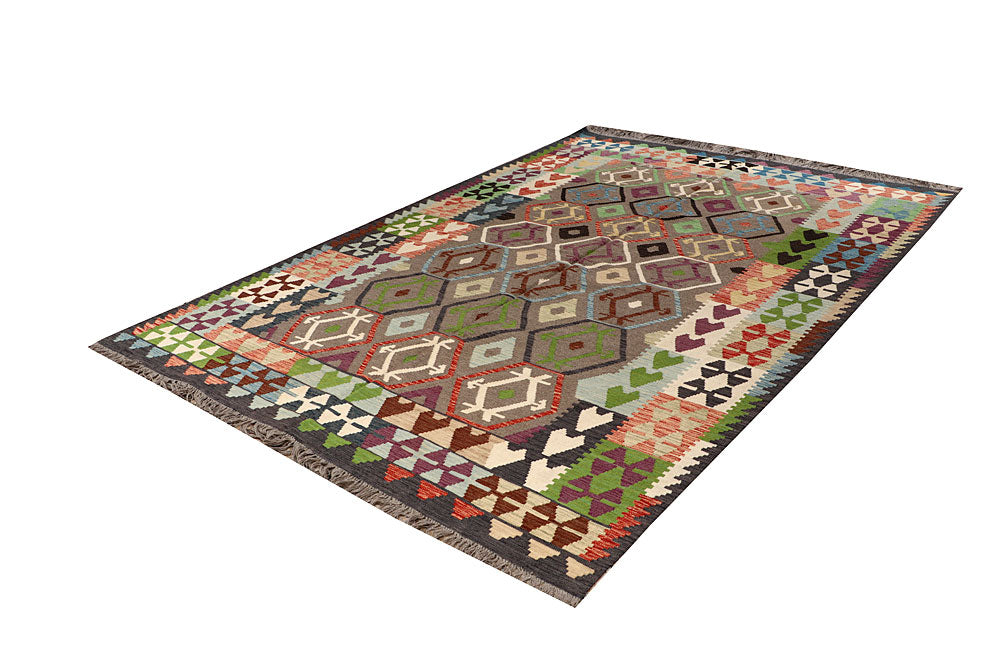 Multi Colored Kilim 6' 8 x 9' 8 - No. 66929 - ALRUG Rug Store