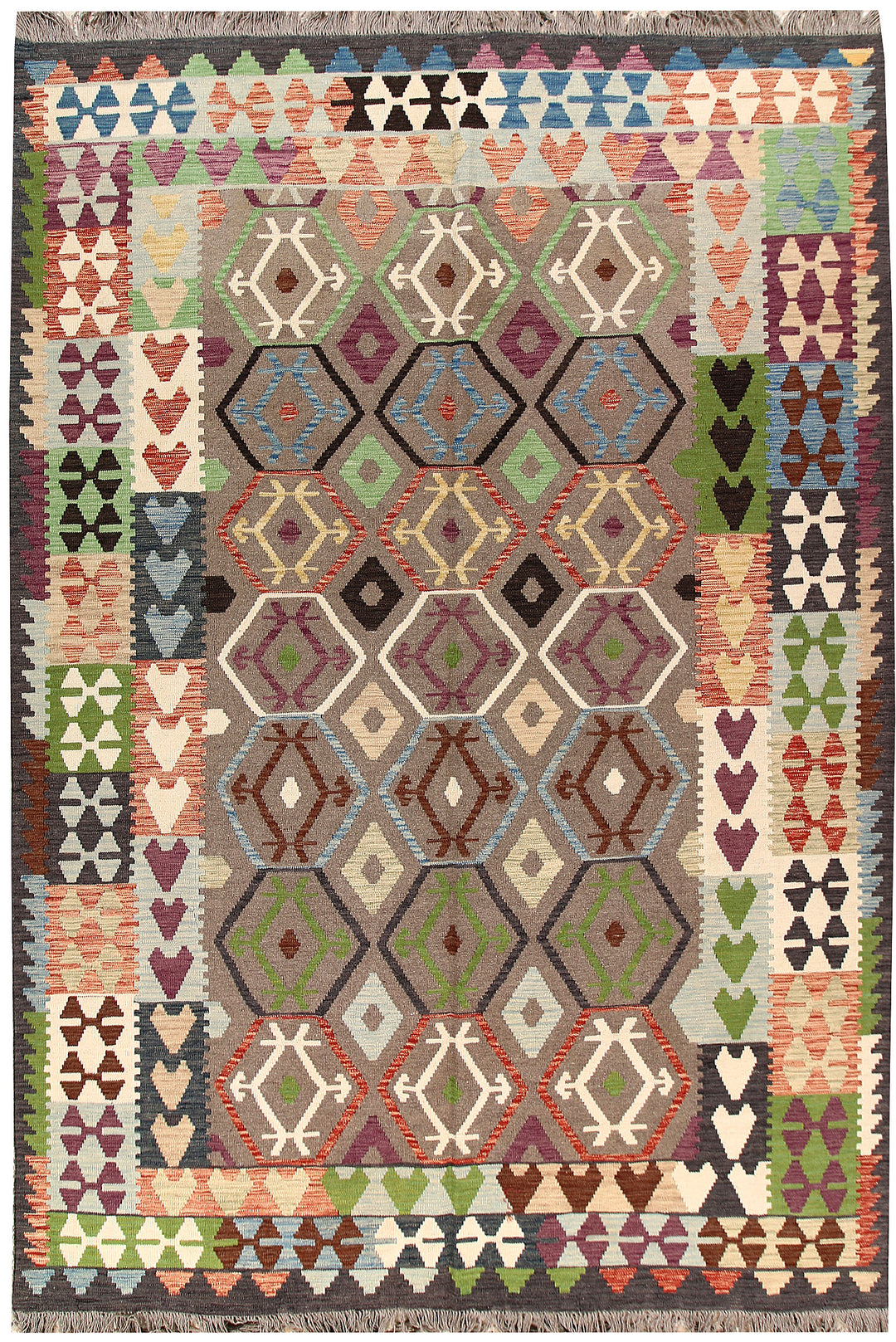 Multi Colored Kilim 6' 8 x 9' 8 - No. 66929 - ALRUG Rug Store