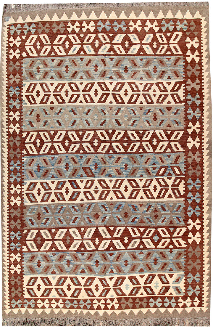 Multi Colored Kilim 6' 8 x 9' 11 - No. 66930 - ALRUG Rug Store