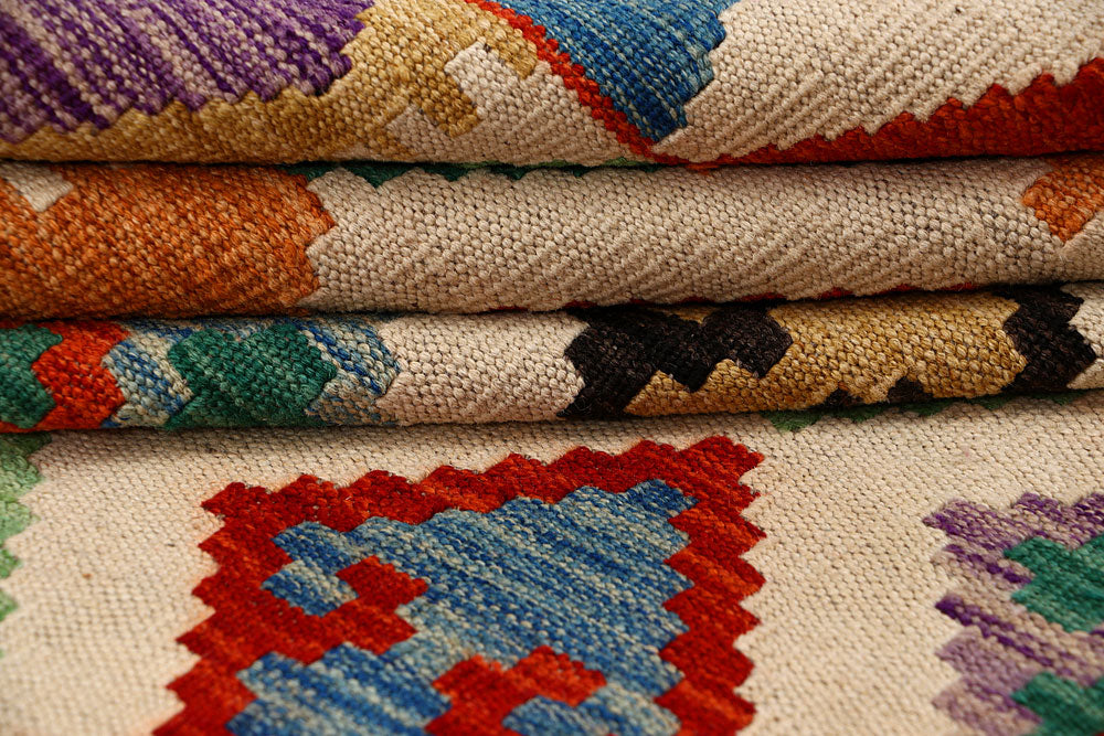 Multi Colored Kilim 6' 8 x 10' - No. 66931 - ALRUG Rug Store