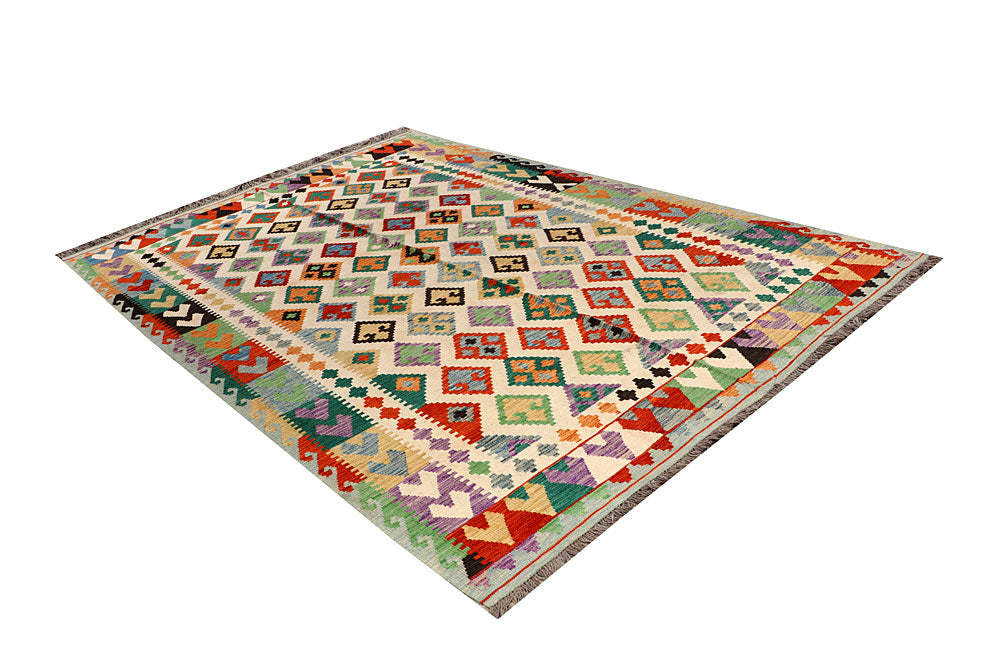 Multi Colored Kilim 6' 8 x 10' - No. 66931 - ALRUG Rug Store