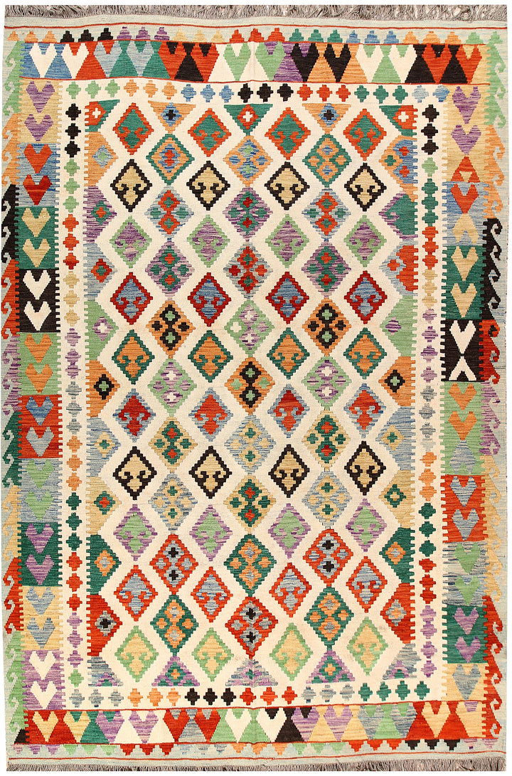 Multi Colored Kilim 6' 8 x 10' - No. 66931 - ALRUG Rug Store