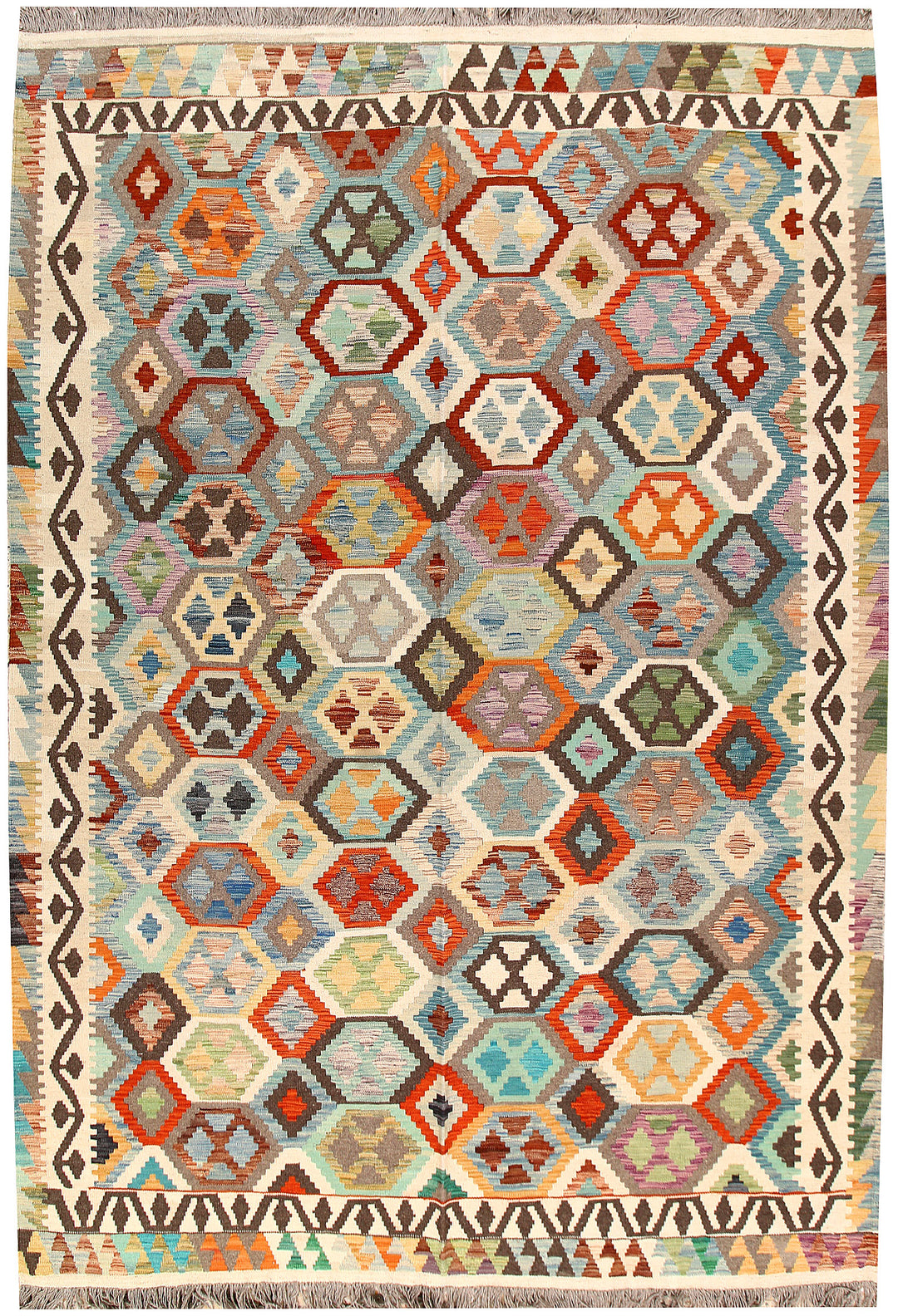 Multi Colored Kilim 6' 8 x 9' 8 - No. 66932 - ALRUG Rug Store