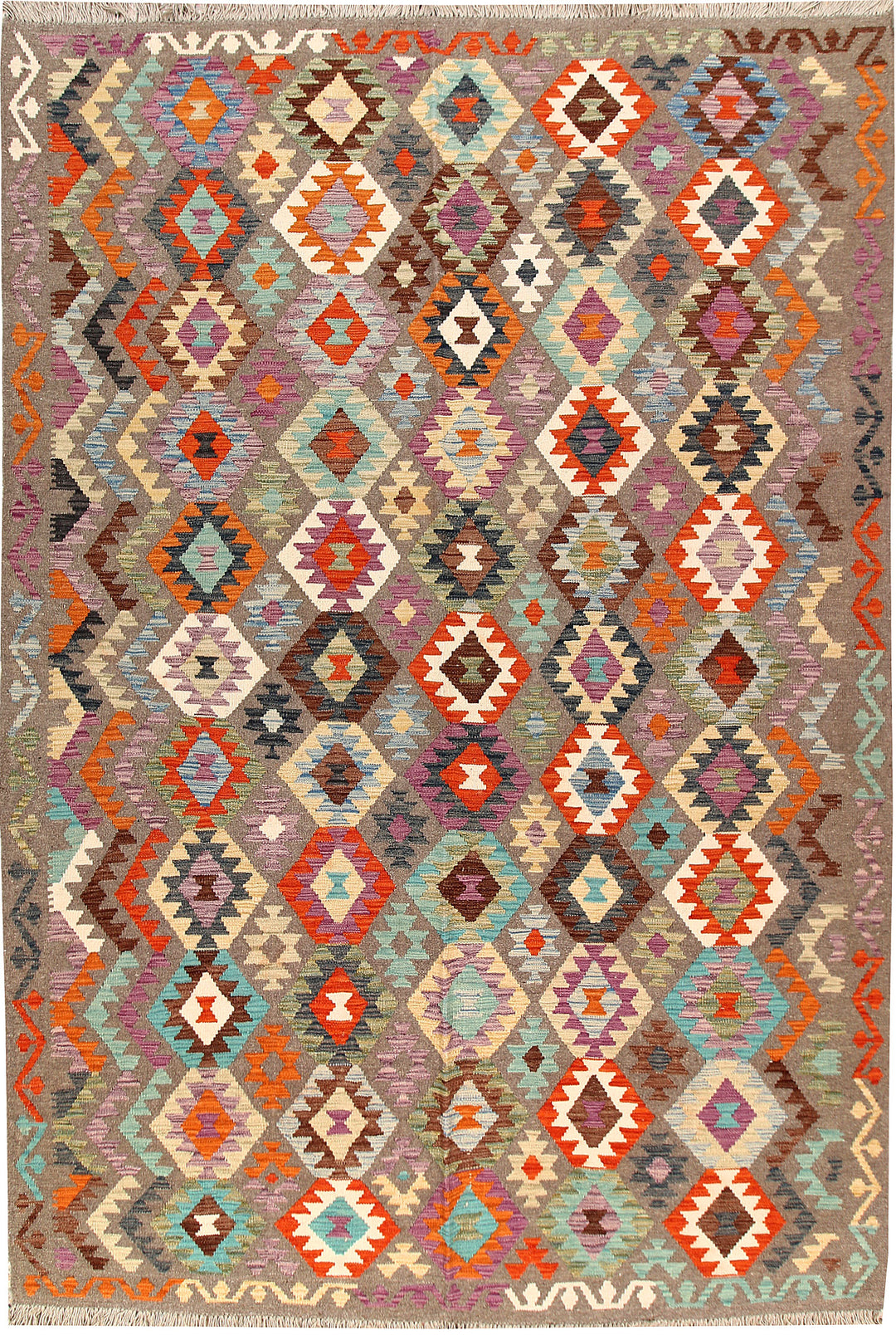 Multi Colored Kilim 6' 7 x 9' 10 - No. 66938 - ALRUG Rug Store